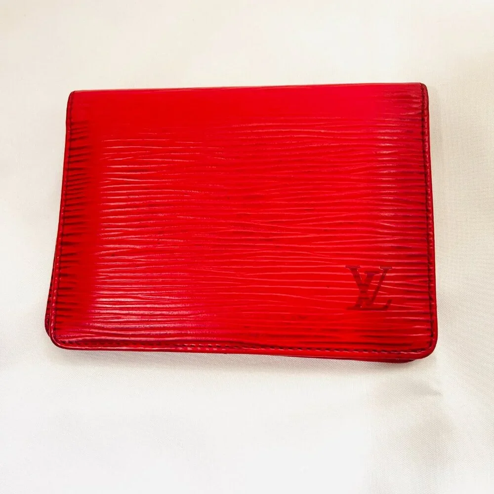 Louis Vuitton Epi Red Leather Pocket Organizer Business Card Credit Card wallet
